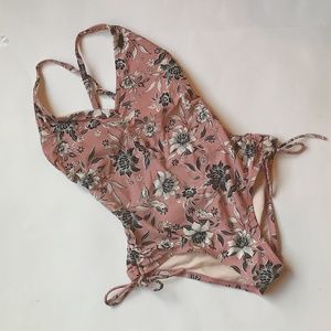 Kona Sol pink floral fitted swimsuit
